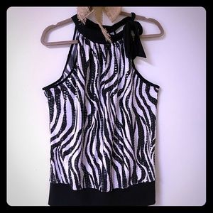 Zebra striped sequined top